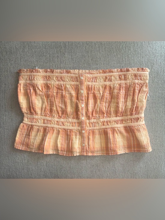 American Eagle Outfitters Tops - American Eagle Creamsicle Plaid Bandeau Top XL | Smocked Tube Top Cottagecore